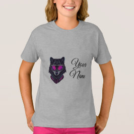 Cyberpunk Wolf Neon Art Personalizable Name Mug - T-shirt