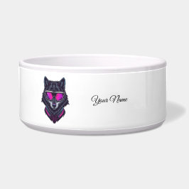 Cyberpunk Wolf Neon Art Personalizable Name Mug - Voerbakje