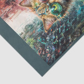 Cyberpunk zwerfkat in leren jas en bril tissuepapier (Detail)