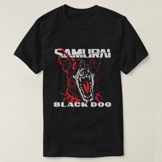 cyberpunts zwarte hond samurais t-shirt (Design voorkant)