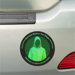 CyberSec Hacker Graphic - Groen op Zwart Custom Automagneet