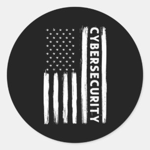 Cybersecurity Amerikaanse vlag Cyber Security Spec Ronde Sticker