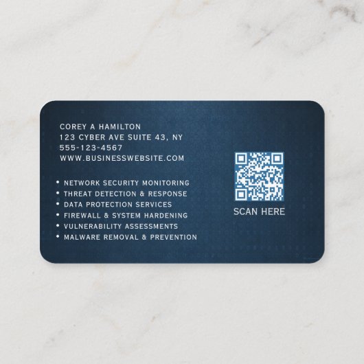 Cybersecurity Service Technician QR Code Visitekaartje (Achterkant)