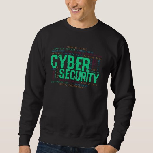 Cybersecurity Word Cloud Hacker Computer Coders PR Trui (Voorkant)