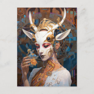 Cyborg Antelope Woman Robot Science Fiction Briefkaart