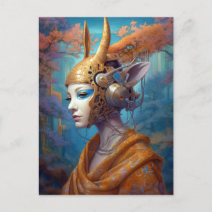Cyborg Antelope Woman Robot Science Fiction Briefkaart