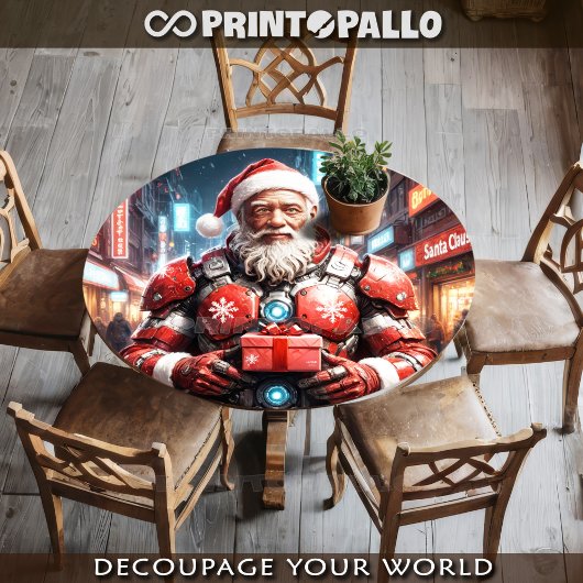 Cyborg Black Santa Claus in het kerstpantser Tissuepapier