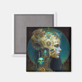 Cyborg Femme Imaginaire Sci-Fi Magnet (Recto/Verso)