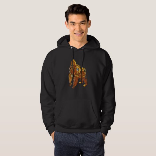 Cyborg gorilla monkey stempunk robotic hoodie (Voorkant volledig)