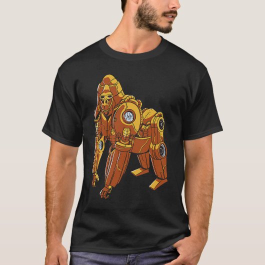 Cyborg gorilla monkey stenpunk robotic t-shirt (Voorkant)
