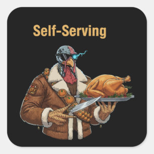 Cyborg Kalkoen neemt wraak met Thanksgiving Vierkante Sticker
