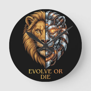 Cyborg Leeuw Evolueren Of Sterven Motiverende Gym Ronde Klok
