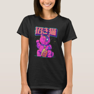 Cyborg Maneki Neko Cat Japanese Lucky Cat Cyber Ae T-shirt