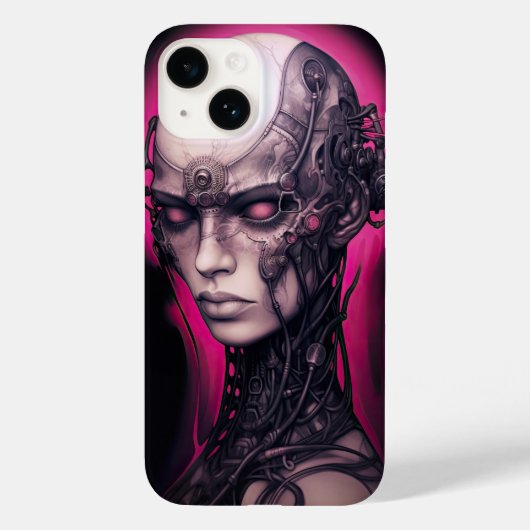 Cyborg Meisje Cool Tiener Roze Neon Case-Mate iPhone Case (Achterkant)