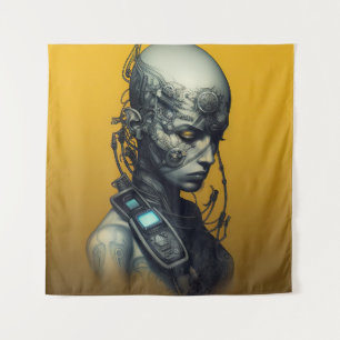 cyborg meisje cool tiener wandkleed