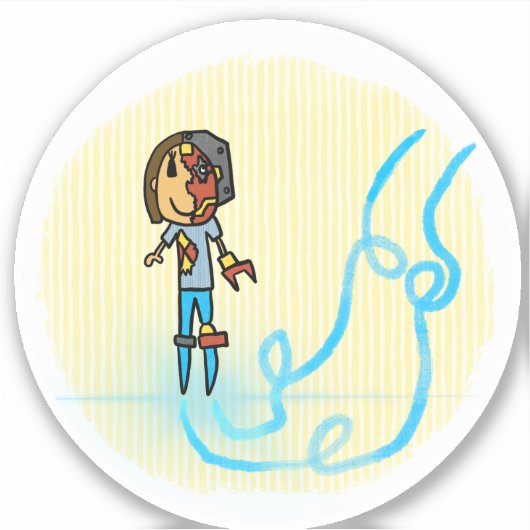 Cyborg Moeder Comic Book Style Sticker (Voorkant)