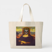 Cyborg Mona Lisa Large Canvas tas (Achterkant)