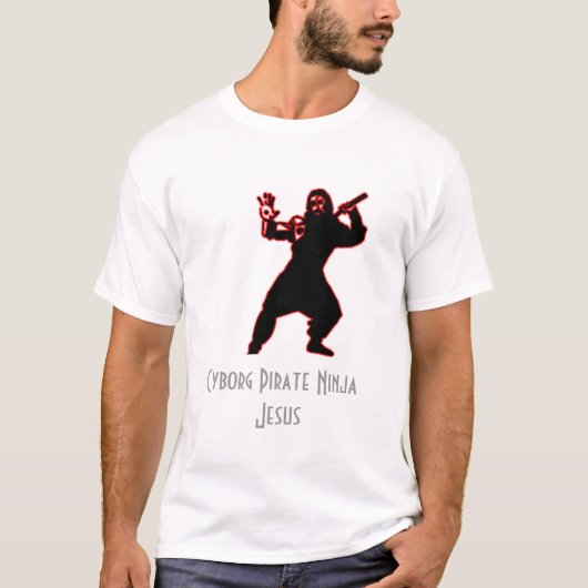 Cyborg Pirate Ninja Jesus T-shirt (Voorkant)