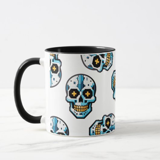 Cyborg Pixelated Skull Pattern Mok (Links)