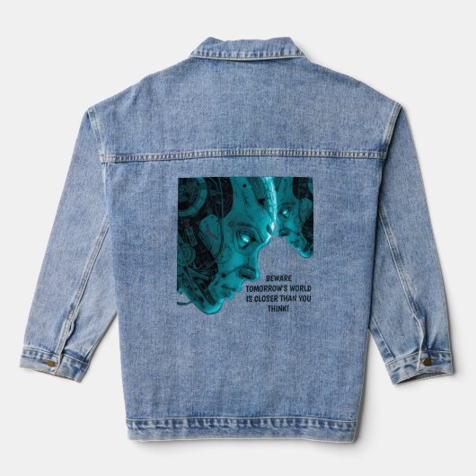 CYBORG ROBOTIC HEAD DENIM JACKET (Achterkant)