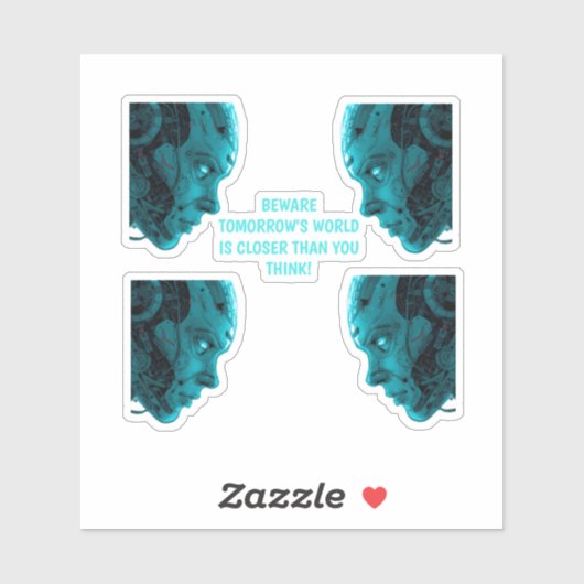 CYBORG ROBOTIC HEAD Sticker (Feuille)