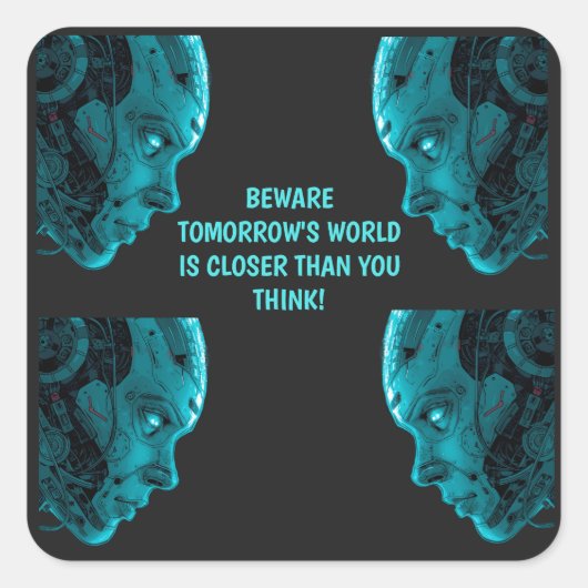 CYBORG ROBOTISCHE KOP Sticker (Voorkant)