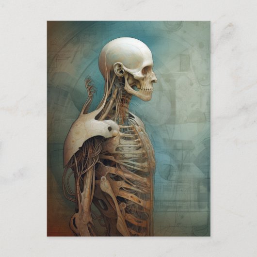 Cyborg Skeleton Futuristic Science Fiction Briefkaart (Voorkant)