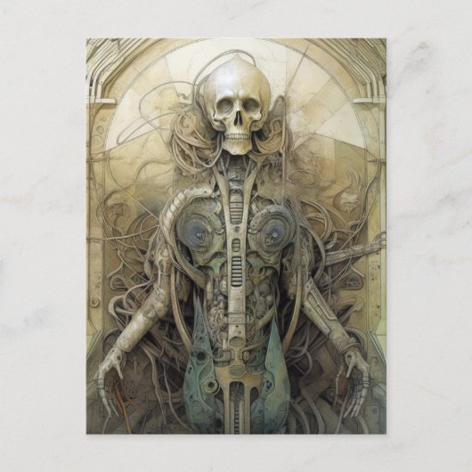 Cyborg Skeleton Futuristic Science Fiction Briefkaart (Voorkant)