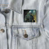 Cyborg Skeleton Futuristic Science Fiction Vierkante Button 5,1 Cm (In situ)