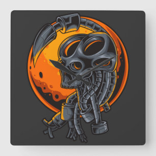 Cyborg Square Wall Clock Vierkante Klok