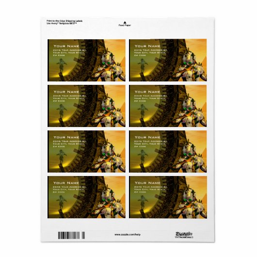 CYBORG TITAN IN HYPERION DESERT Sci-Fi Etiket (Full Sheet)