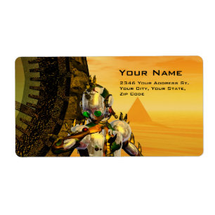 CYBORG TITAN IN HYPERION DESERT Sci-Fi Etiket