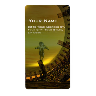 CYBORG TITAN IN HYPERION DESERT Sci-Fi Etiket