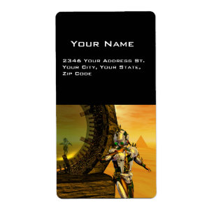 CYBORG TITAN IN HYPERION DESERT Sci-Fi Etiket