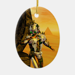 CYBORG TITAN IN HYPERION DESERT Sci-Fi Keramisch Ornament