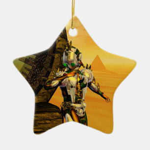 CYBORG TITAN IN HYPERION DESERT Sci-Fi Star Keramisch Ornament
