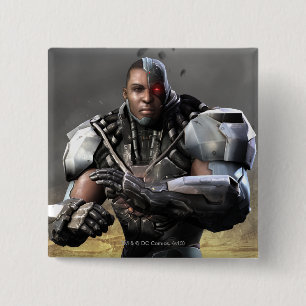 Cyborg Vierkante Button 5,1 Cm