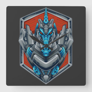 Cyborg Vierkante Wandklok Klok