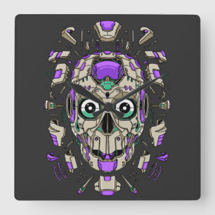 Cyborg Vierkante Wandklok Klok