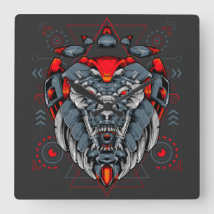 Cyborg Vierkante Wandklok Klok