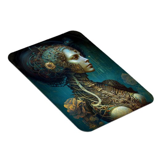 Cyborg Woman Fantasy Sci-Fi Art Magneet (Rechterzijde)