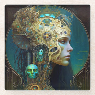 Cyborg Woman Fantasy Sci-Fi Art Onderzetter Glazen Onderzetter