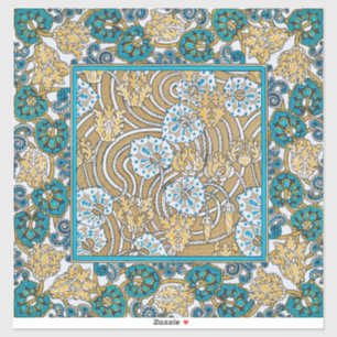 cyclamen blauw art nouveau bloem botanisch sticker