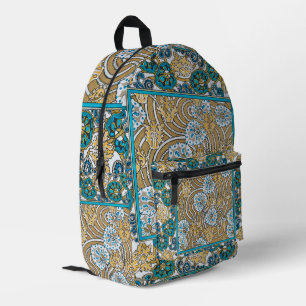 cyclamen blue art nouveau bloem behang bedrukte rugzak