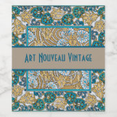 cyclamen blue art nouveau bloem behang wijn etiket (Enkel label)