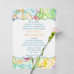 Cycle Bright Colors Stilled Vintage Wedding Kaart