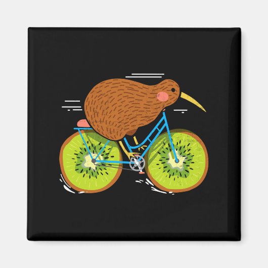 Cycle New Zealand Funny Kiwi On A Bicycle Design I Magneet (Voorkant)