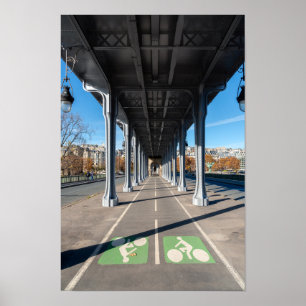 Cycle Path on the pont Bir-Hakeim - Parijs, Frankr Poster