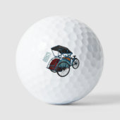 Cycle rickshaw cartoon illustratie golfballen (Voorkant)