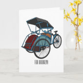 Cycle rickshaw cartoon illustratie kaart (Gele Bloem)